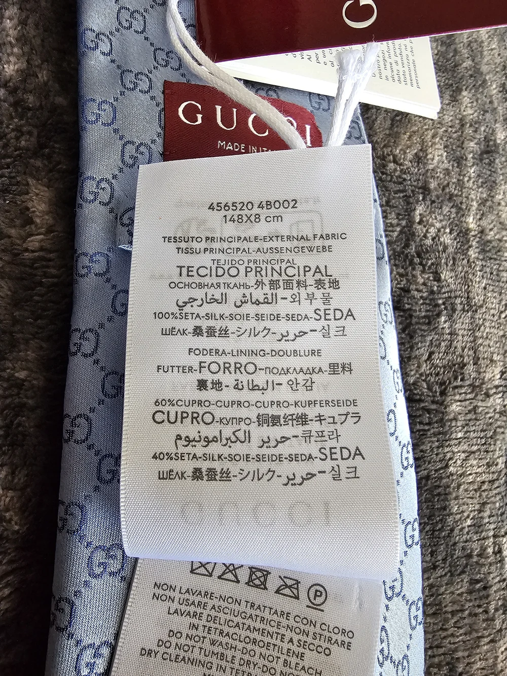 Gucci Light Blue Micro GG Silk Tie